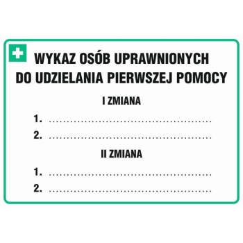 DD009 Zmianowy wykaz osób uprawnionych do udzielania pierwszej pomocy
